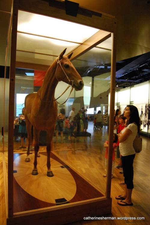 Phar Lap (1926–1932) was a champion Thoroughbred racehorse, whose hide is on exhibit in the Melbourne Museum, which is in the Carlton Gardens in Melbourne, Australia, adjacent to the Royal Exhibition Building. About Phar Lap