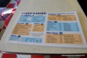 Menu of Terry's Diner, which has maintained the sign and location of Brint's Diner in an historic Valentine diner building in Wichita, Kansas.